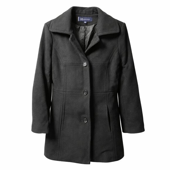 Anne Klein Jackets & Blazers - AK Anne Klein Black Wool Blend Coat Women's Medium Classic Pea Jacket